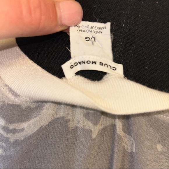 Club Monaco Gray and White Graphic Sweatshirt Tye Dye Silk Large - Picture 6 of 8